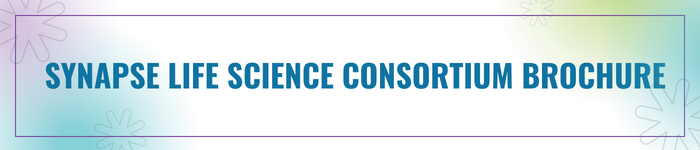 Synapse Life Science Consortium Brochure, blue text on soft gradient background.