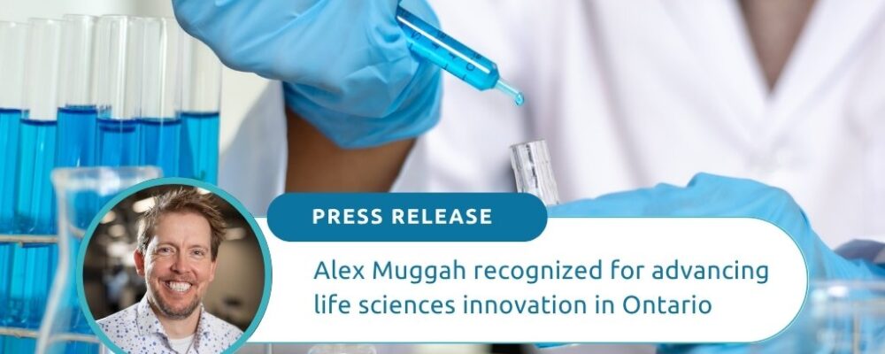 Alex Muggah, Director of Synapse Life Science Consortium was recognized with the Community Impact Award for his contributions in building the life science sector of Ontario. 