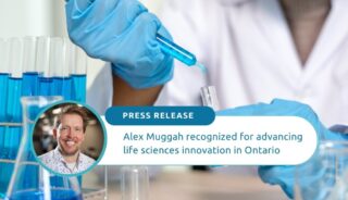 Alex Muggah, Director of Synapse Life Science Consortium was recognized with the Community Impact Award for his contributions in building the life science sector of Ontario.