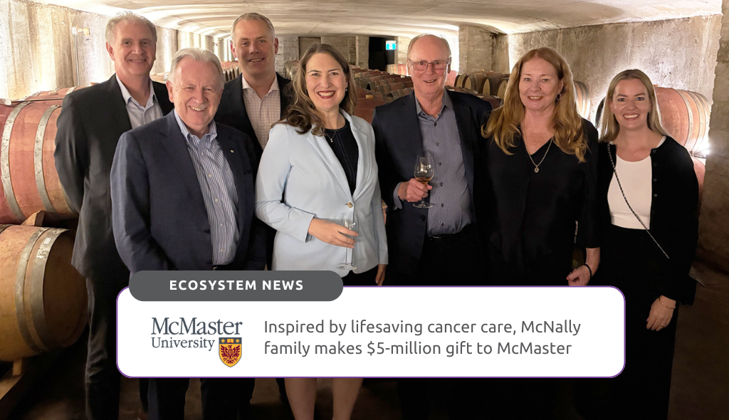 Patrick McNally and his wife Nancy, owners of Peninsula Ridge Estate Winery in Beamsville, have made a $5-million gift to McMaster University. Their investment will support emerging lung cancer researchers, fuel innovative discoveries and improve outcomes for patients throughout the region.